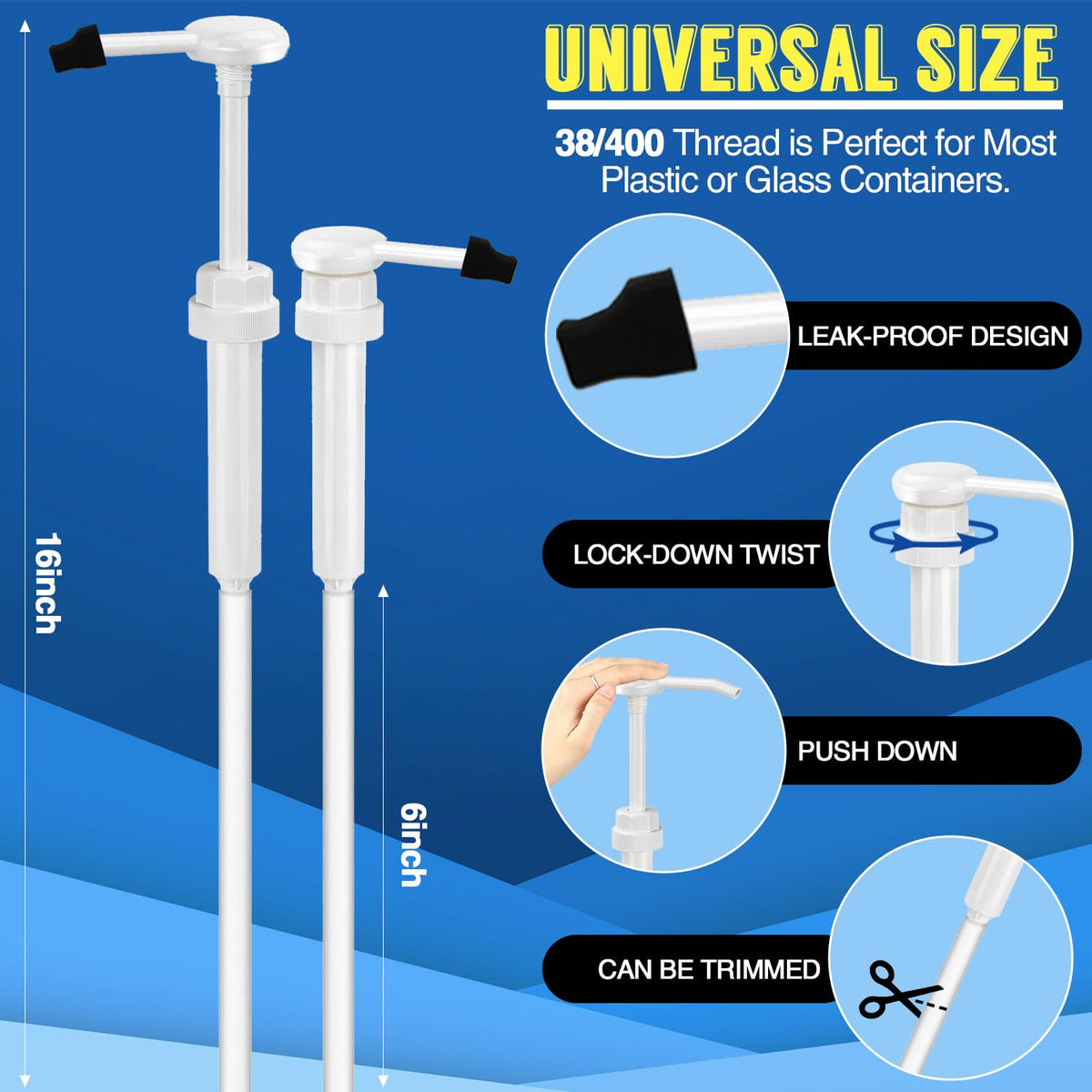 2 Pack 5 Gallon Pump Dispenser for Liquid Containers - 1 oz Output