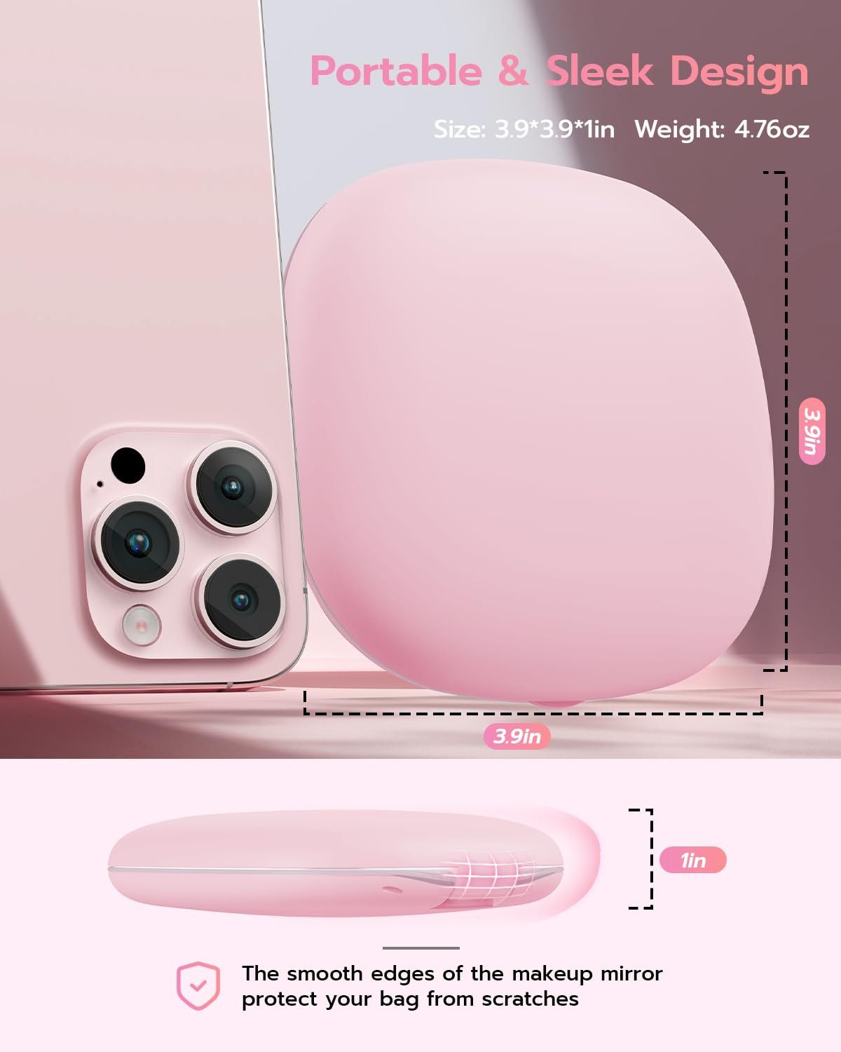 Rechargeable 3-Color LED Lighted Compact Makeup Mirror with 1X/10X Magnification