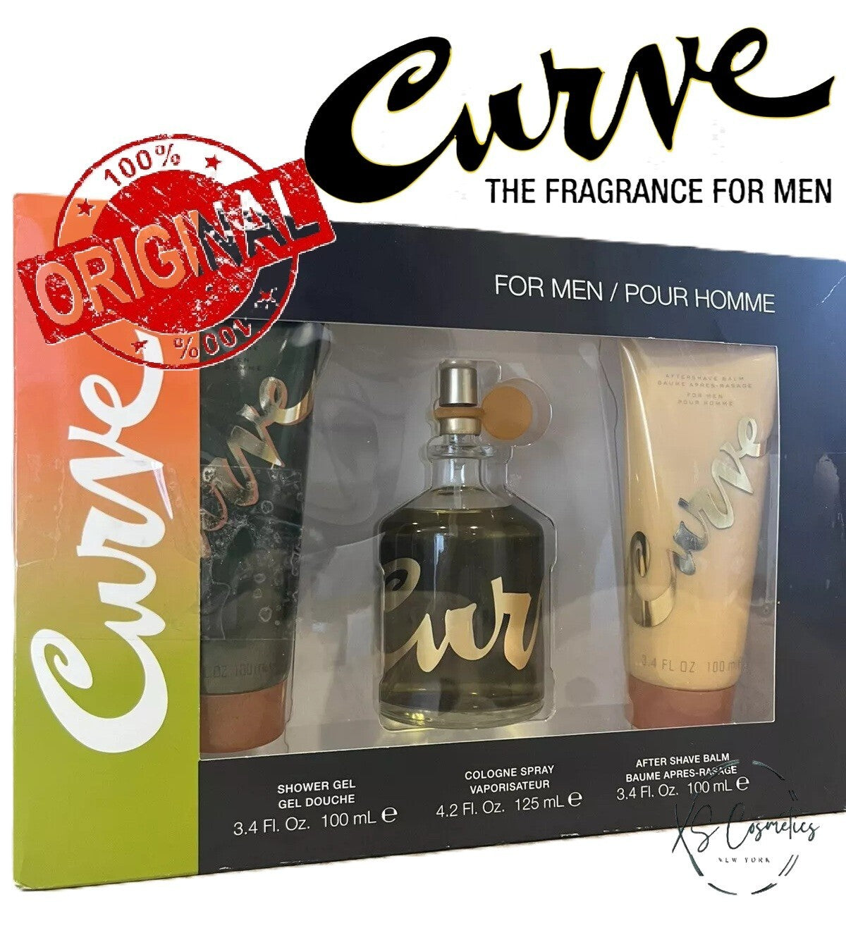 Curve by Liz Claiborne Men 3-Piece Cologne Set - 4.2oz Eau de Cologne, After Shave & Shower Gel