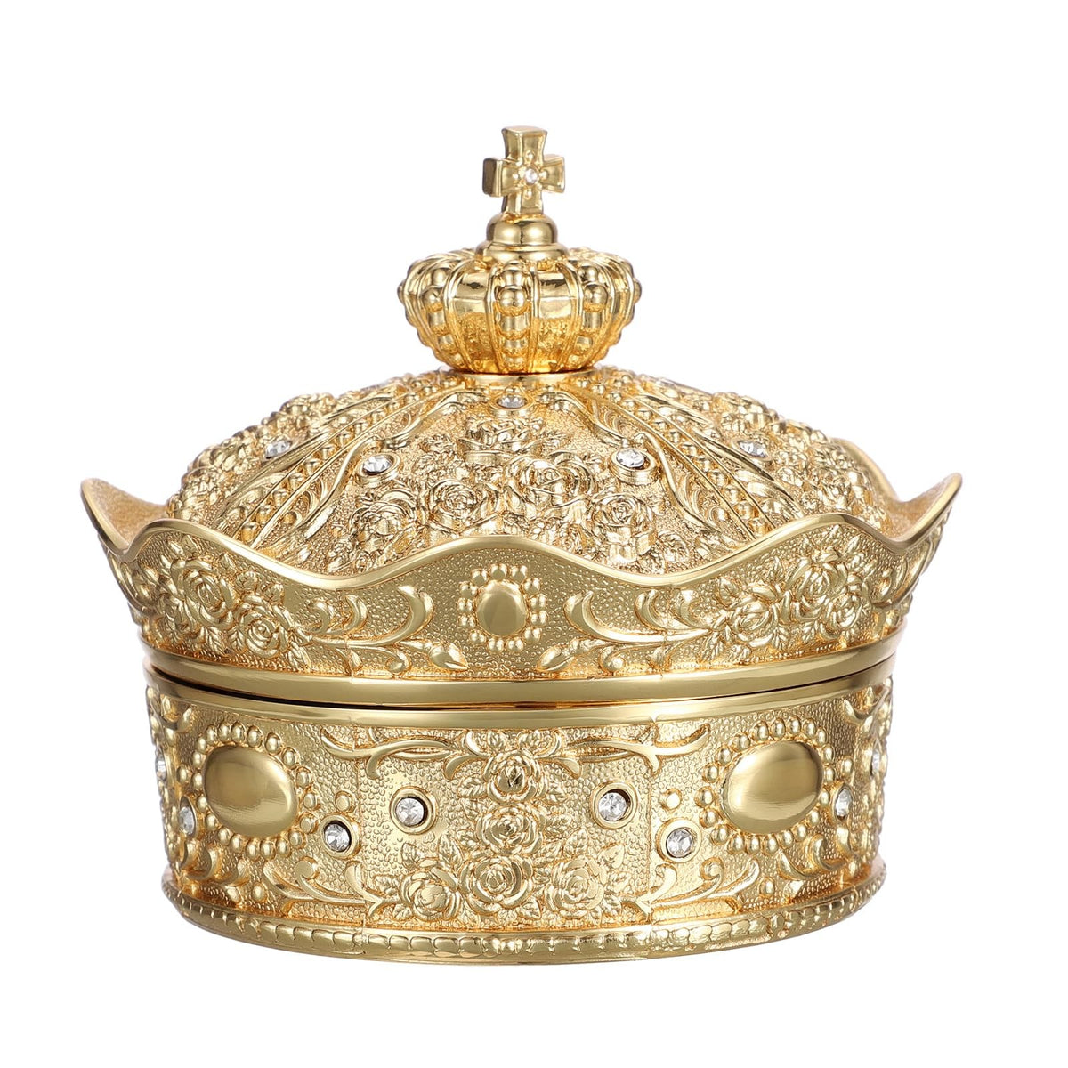 Vintage Jewelry Box Small Trinket Holder for Earrings, Gold