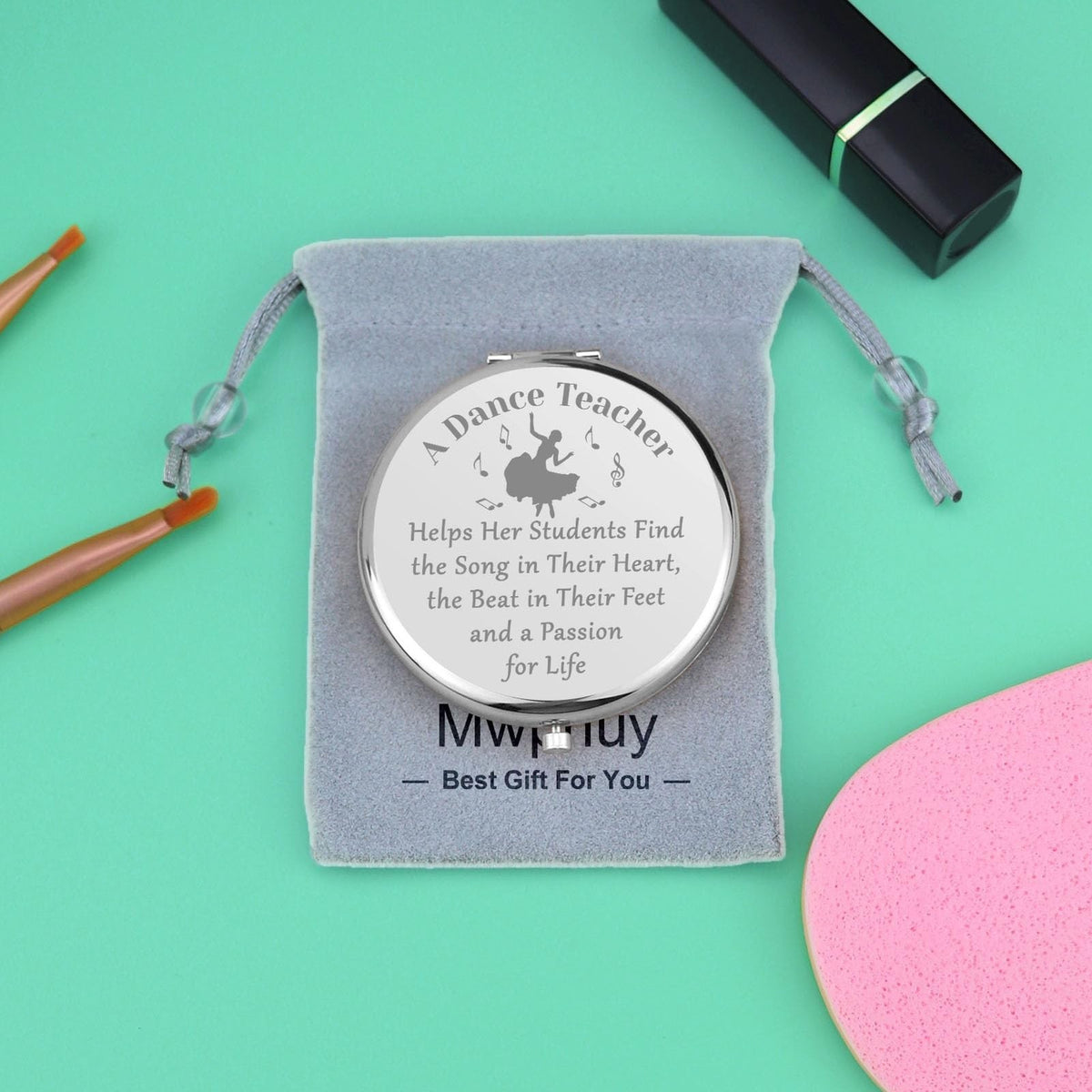 Portable Silver Makeup Mirror for Dance Teachers - Gift for Her