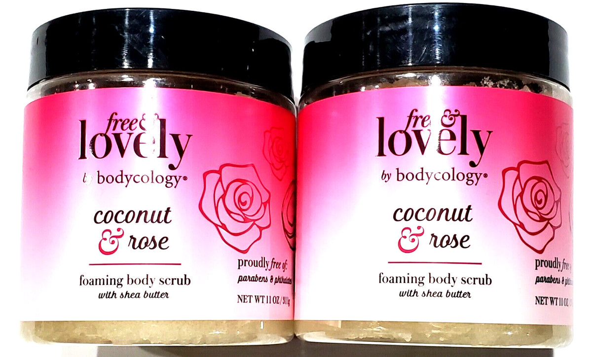 Bodycology Coconut & Rose Foaming Body Scrub 11 Oz - Moisturizing Exfoliant