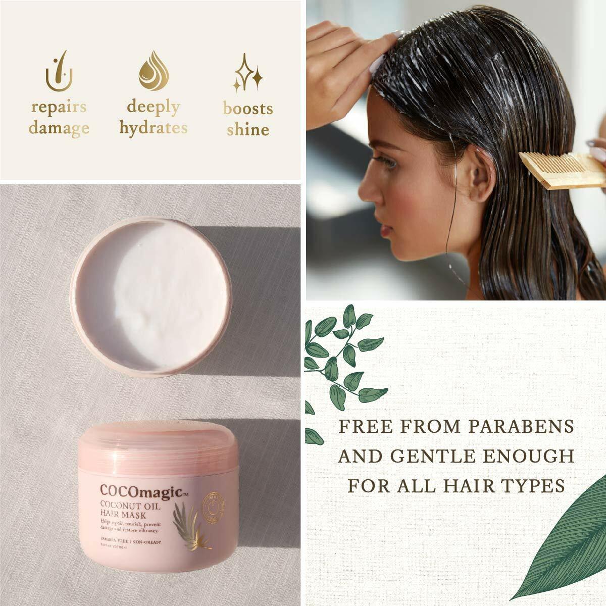 Coconut Oil Hair Mask for Nourishing Repair & Damage Prevention - 8oz