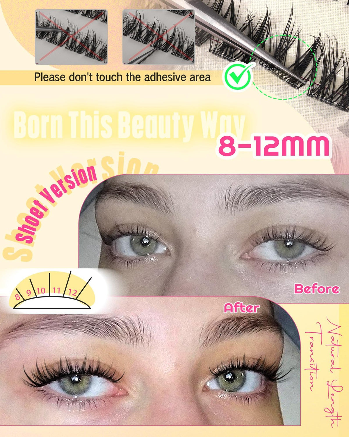 Self Adhesive Eyelash Clusters Natural Look Wispy Lash Extensions Black