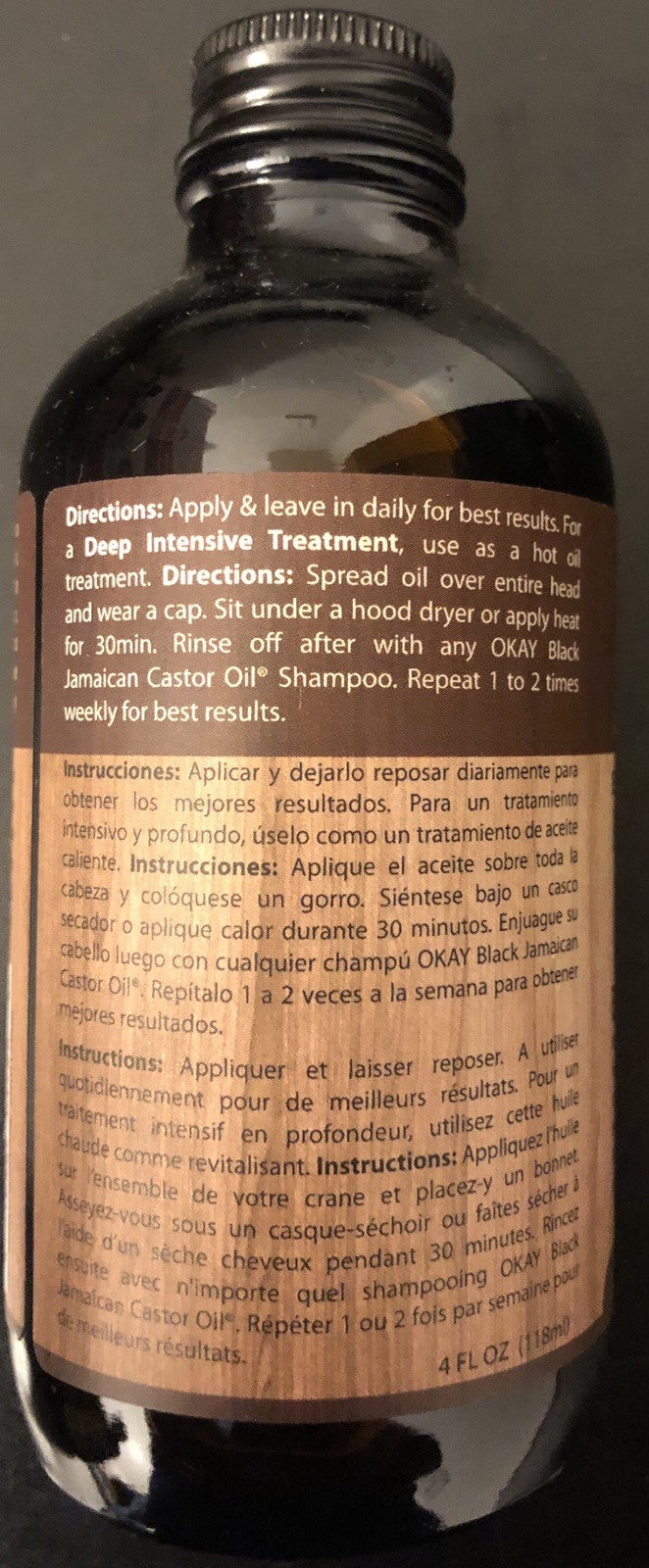 Black Jamaican Castor Oil Extra Dark 4oz - Natural Hair & Skin Treatment
