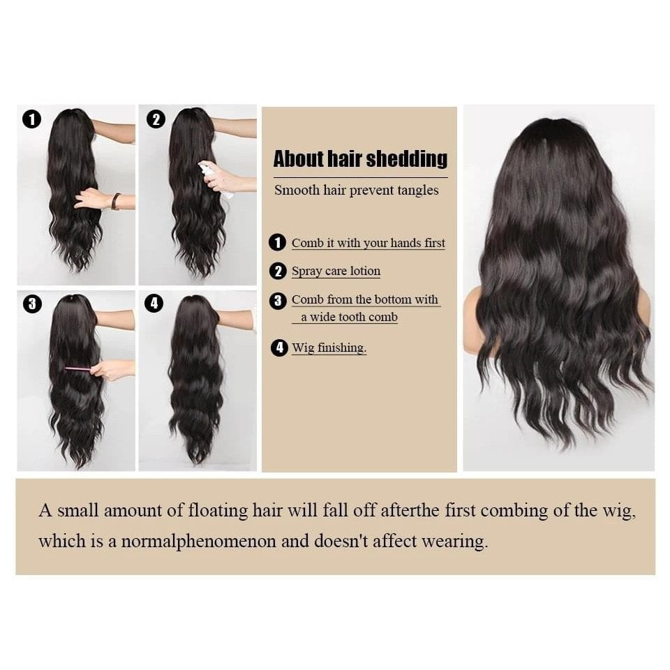 Long Straight Heat-Resistant Halloween Wig with Bangs - Brown