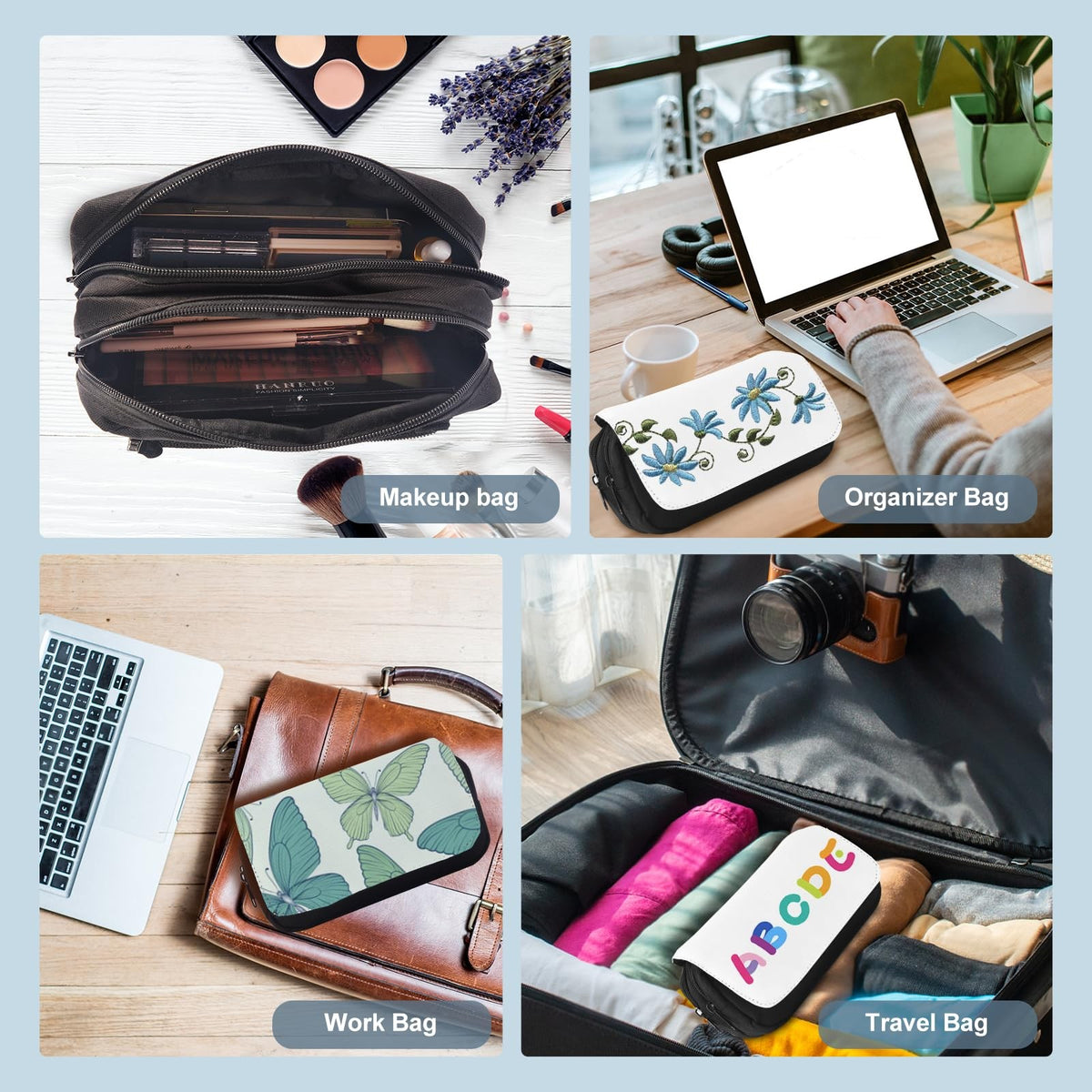 8-Pack Sublimation Makeup Bag Blanks - DIY Travel Toiletry Organizer