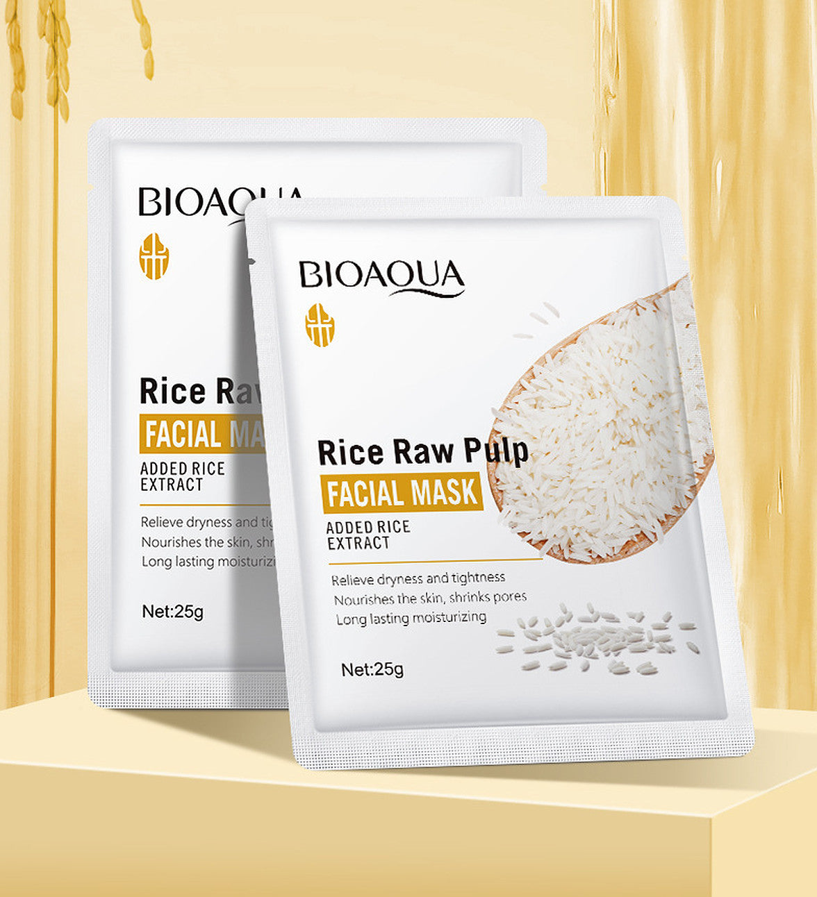 Rice Raw Pulp Moisturizing Facial Mask Set - 4pcs x 25g