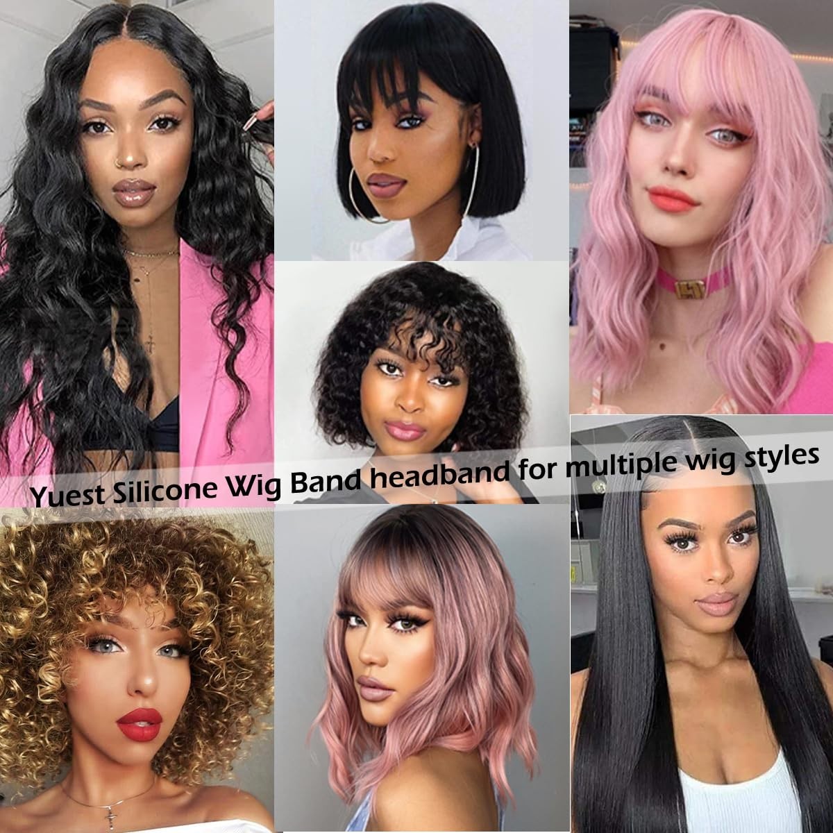 Adjustable Silicone Wig Grip Bands for Lace Front Wigs - Brown, 2 Pack