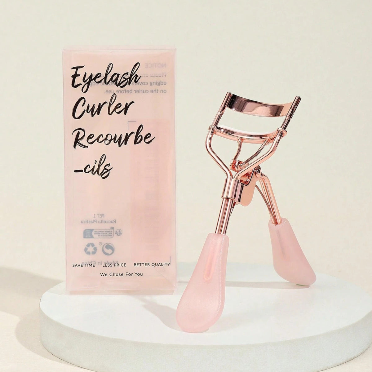 Eyelash Curler with Pink Handle - Rose Gold Lash Lift Tool for Perfect Curl