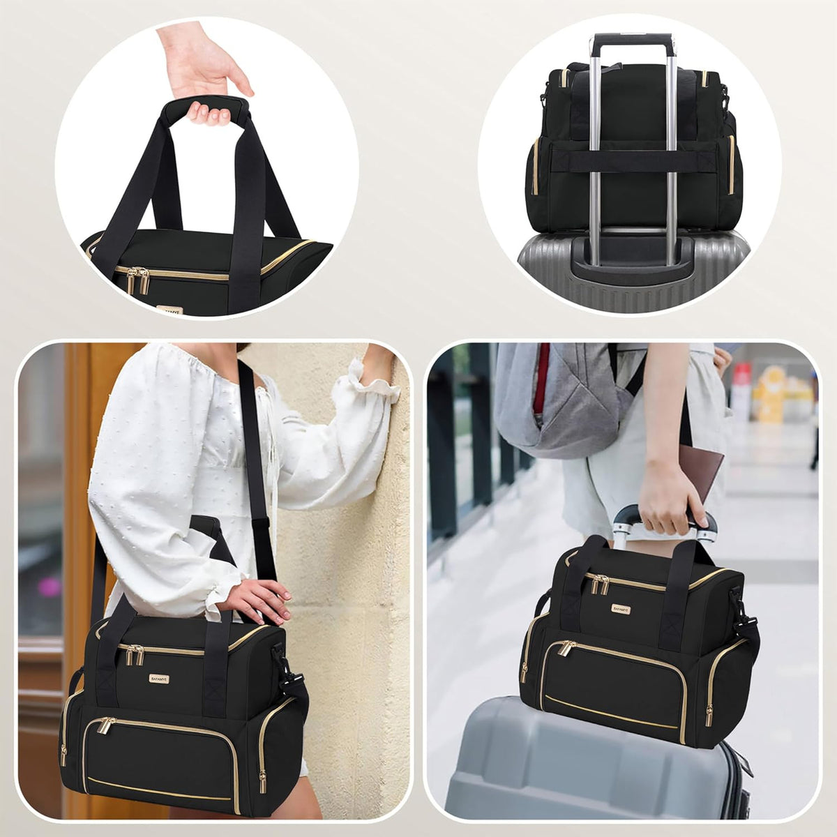 Double Layer Travel Makeup Bag with Removable Cosmetic Cases for Women