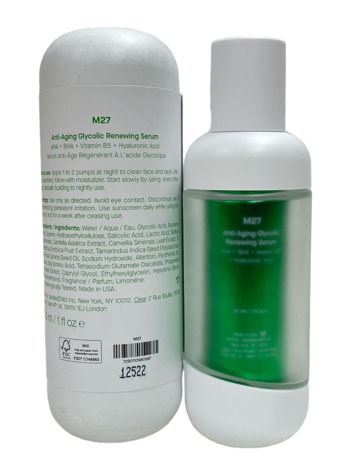 Anti-Aging Glycolic Serum with AHA BHA Vitamin B5 Hyaluronic Acid 30ml
