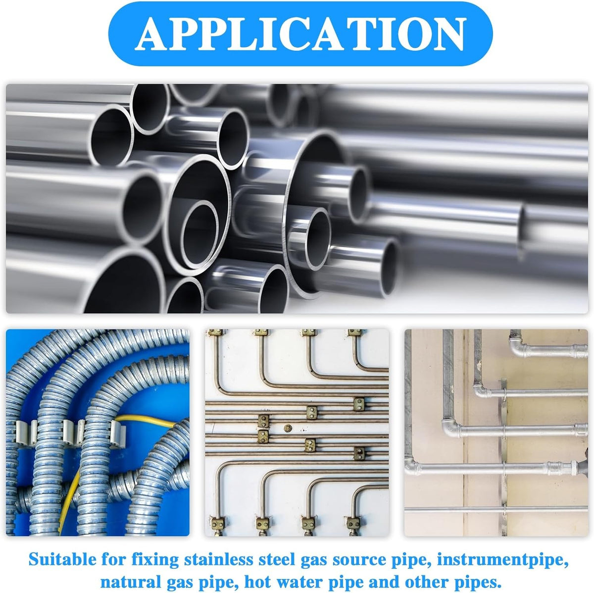 50Pcs Stainless Steel Tube Clamp Wire Shelf Clips U Bracket Hose Supports