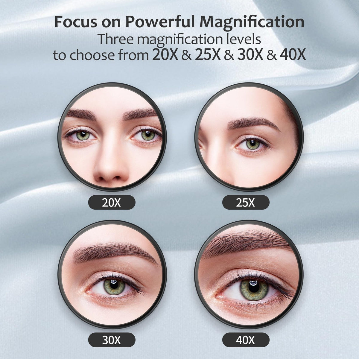 40X Magnifying Compact Mirror with Suction Cup - Travel Makeup & Grooming