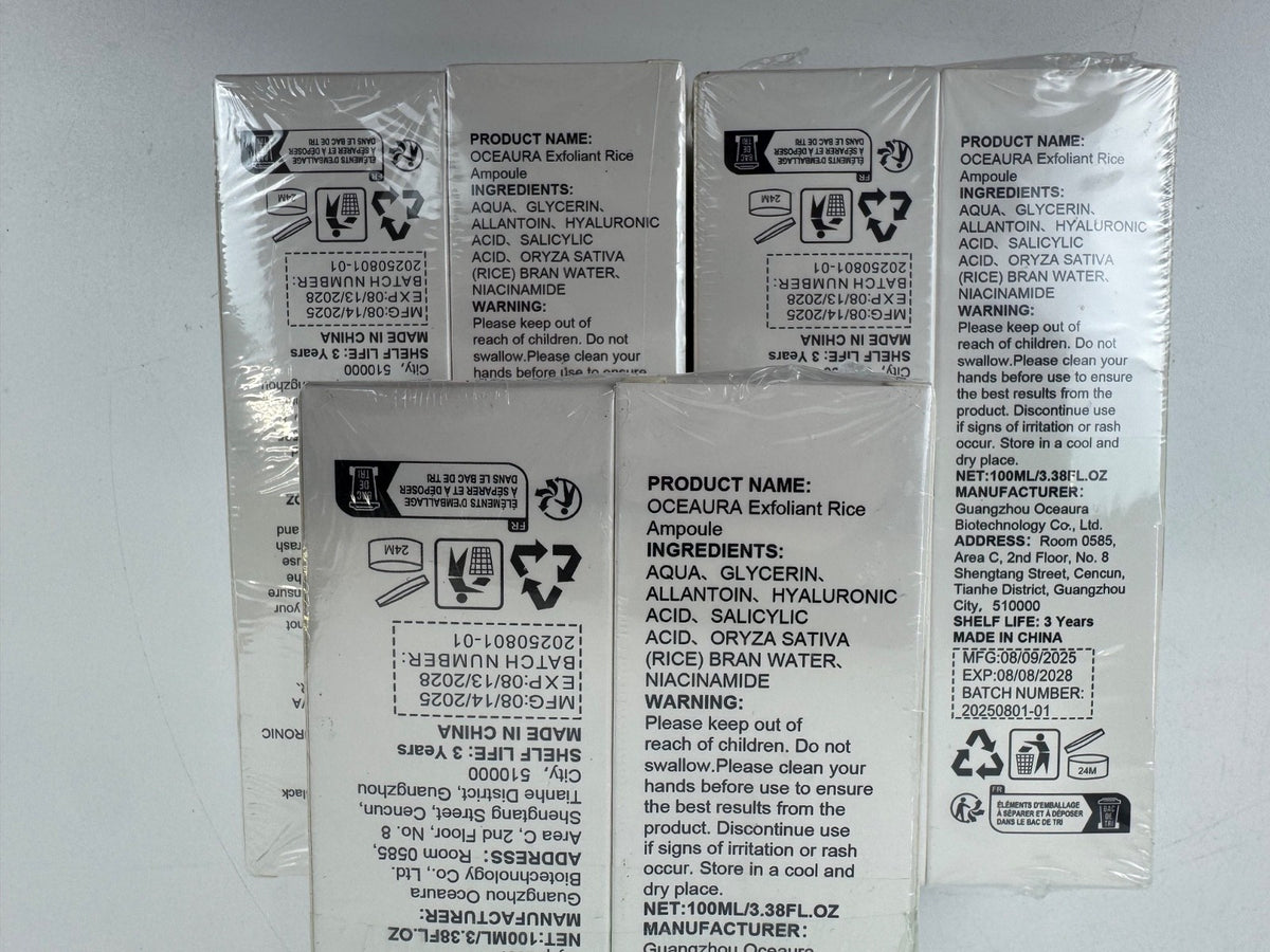 OceAura 2 Pack Exfoliant Black Rice Ampoule & 3.38oz Each