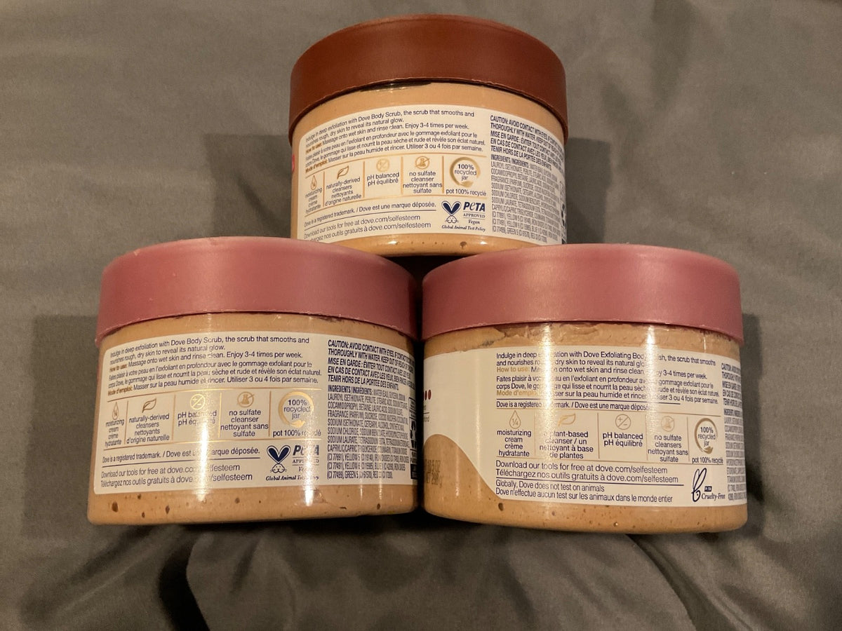 3 Dove Body Scrub Brown Sugar & Coconut Butter Exfoliating 10.5 Oz