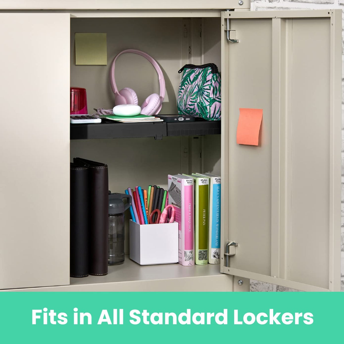 Adjust-A-Shelf Locker Shelf Extends to Fit Your Locker - Black 2-Pack