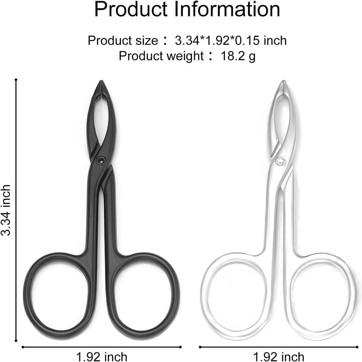 Eyebrow Tweezers Straight Tip Scissor-Handle Set, 4 pcs - Metal