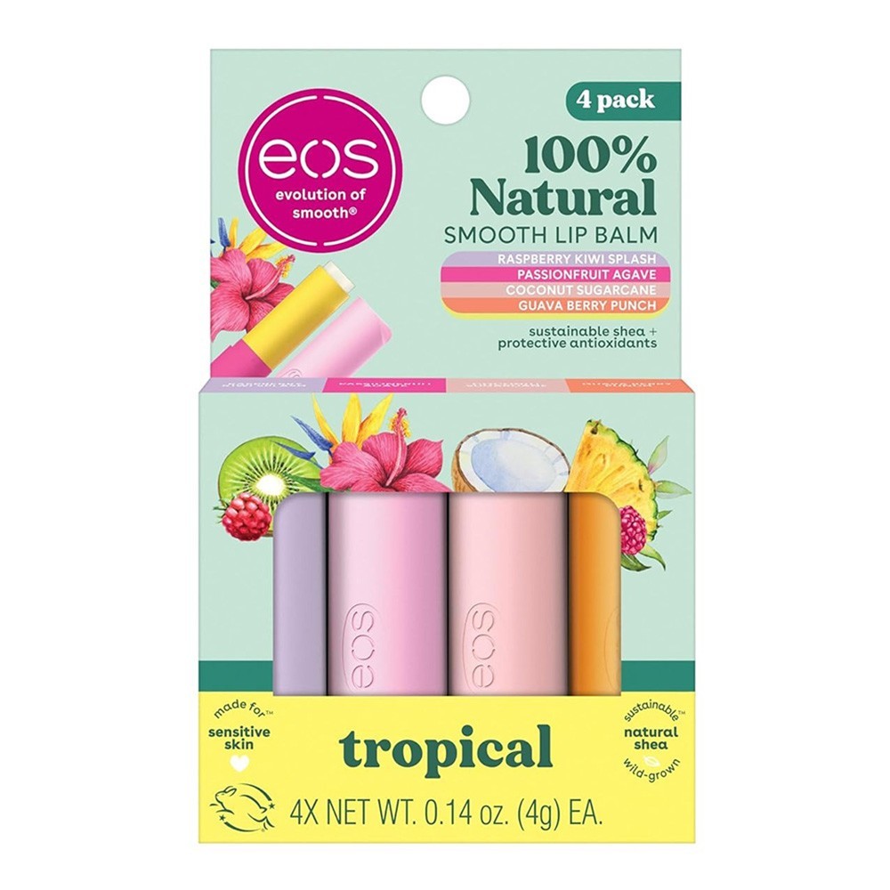 Tropical Lip Balm Pack - Variety Set of 4 Moisturizing Lip Care
