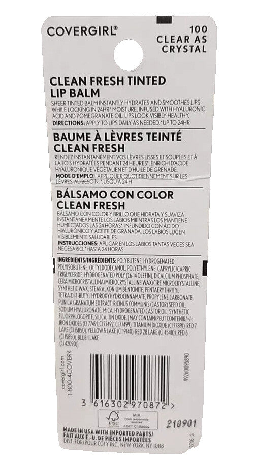 CoverGirl Tinted Lip Balm Hyaluronic Complex #100 Clear as Crystal