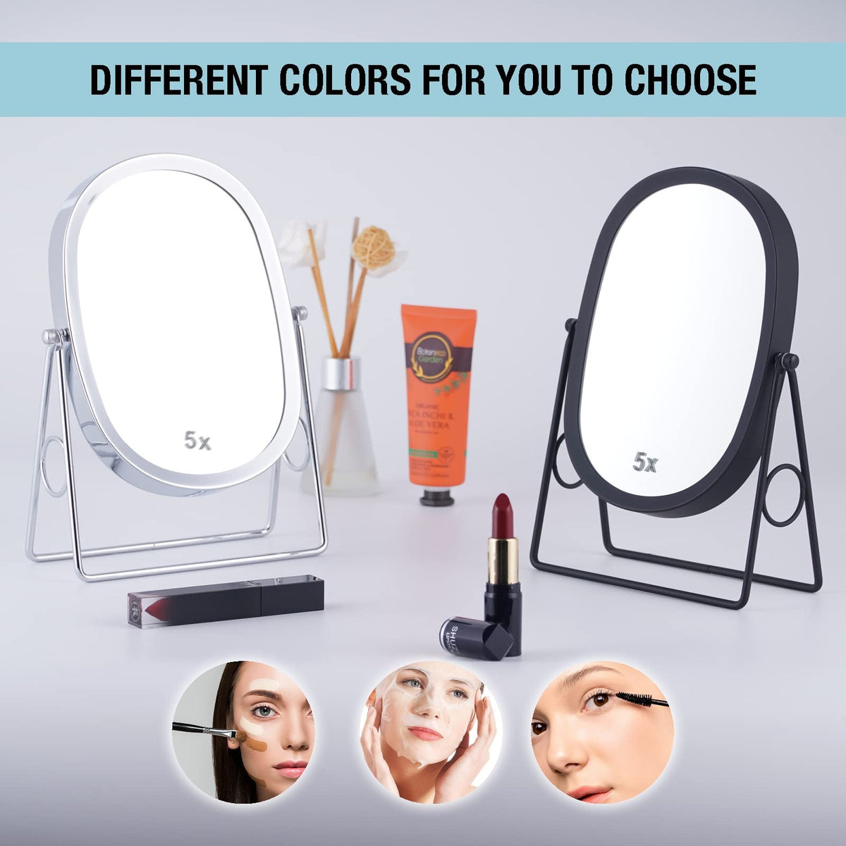 Classic Dual-Sided 5X / 1X Magnifying Tabletop Vanity Mirror, Chrome