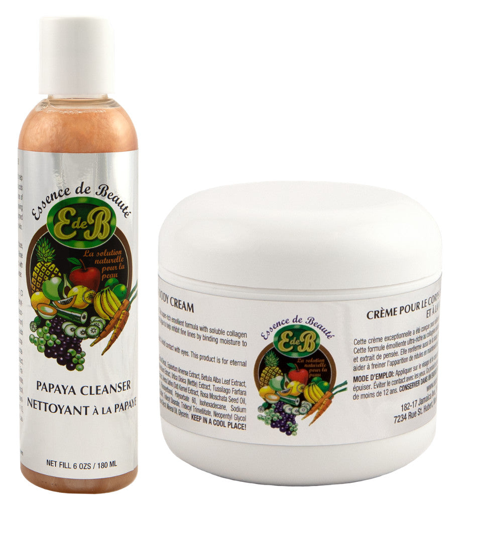 Collagen & Vitamin E Face & Body Cream 4oz + Papaya Cleanser