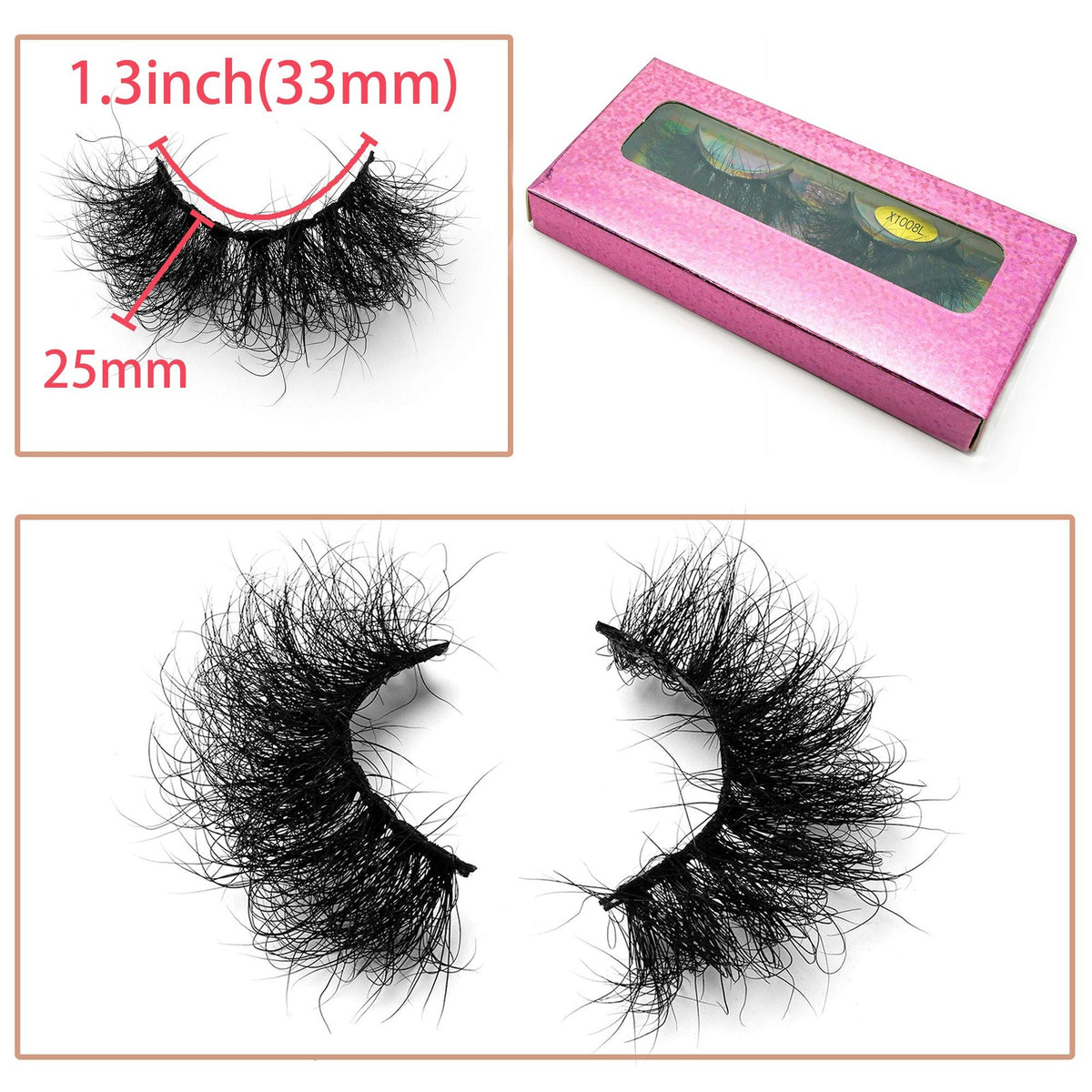 Dramatic 25mm Fluffy Mink False Eyelashes - Natural, Reusable, Hand Made