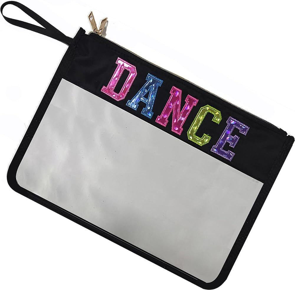 Clear Makeup Bag with Letter Patch Waterproof Travel Cosmetic Pouch