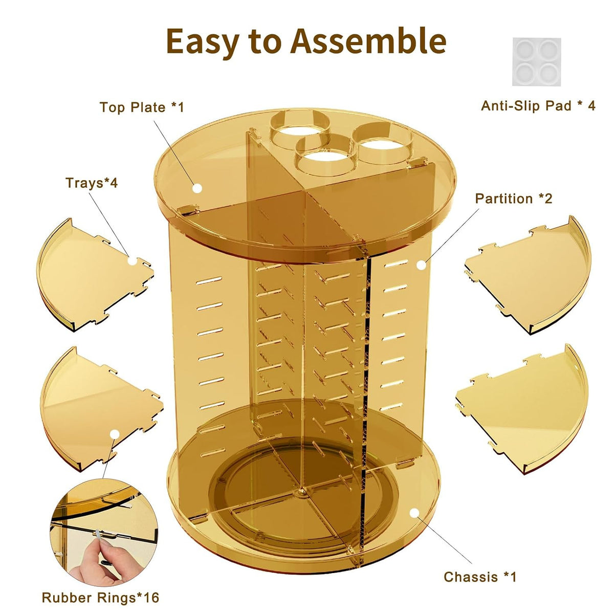 Rotating Makeup Organizer with Adjustable Layers and Storage