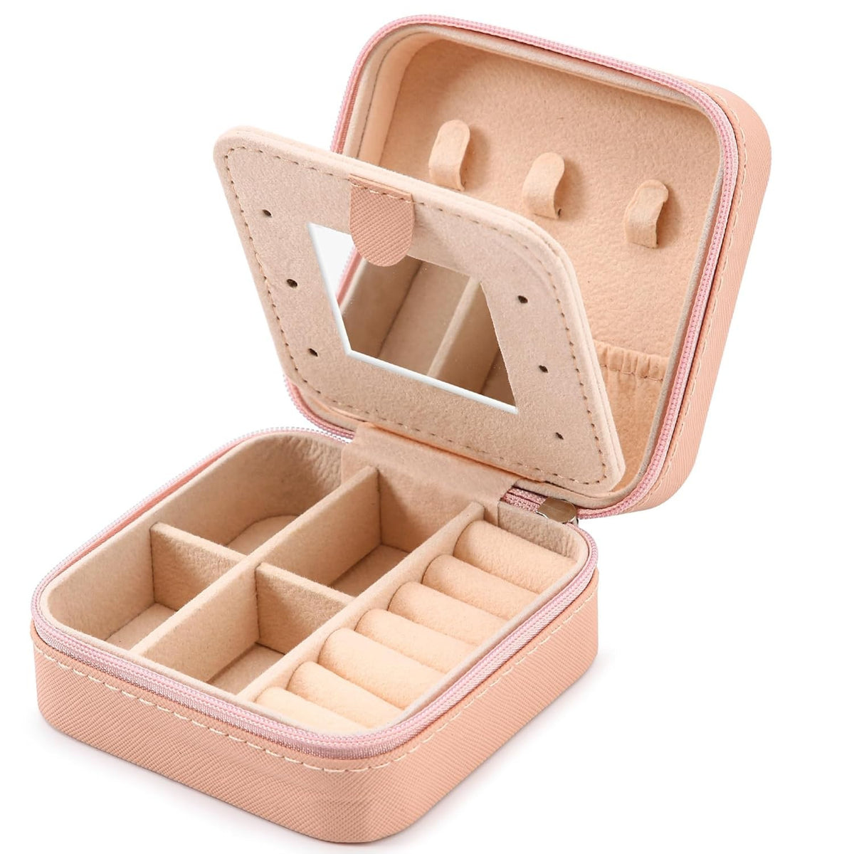 Travel Jewelry Organizer with Mirror, Small Jewelry Box for Women