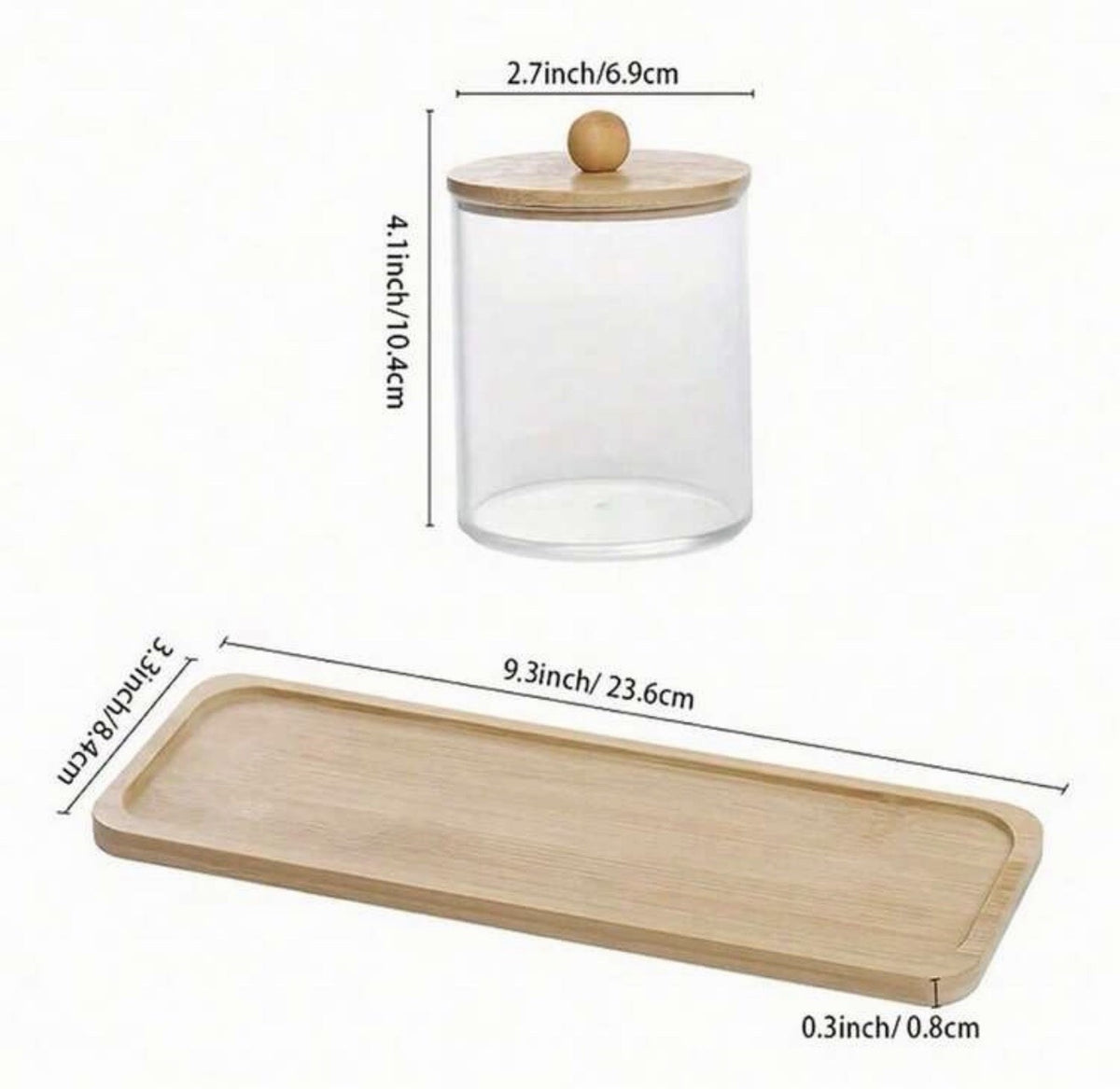 Decorative 3-Piece Makeup & Q-Tip Storage Set