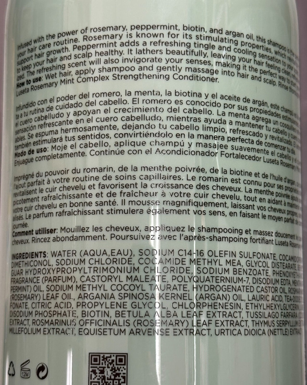 LUSETA Rosemary Mint Complex Biotin Argan Oil Hair Strengthening Shampoo - 2 Pack