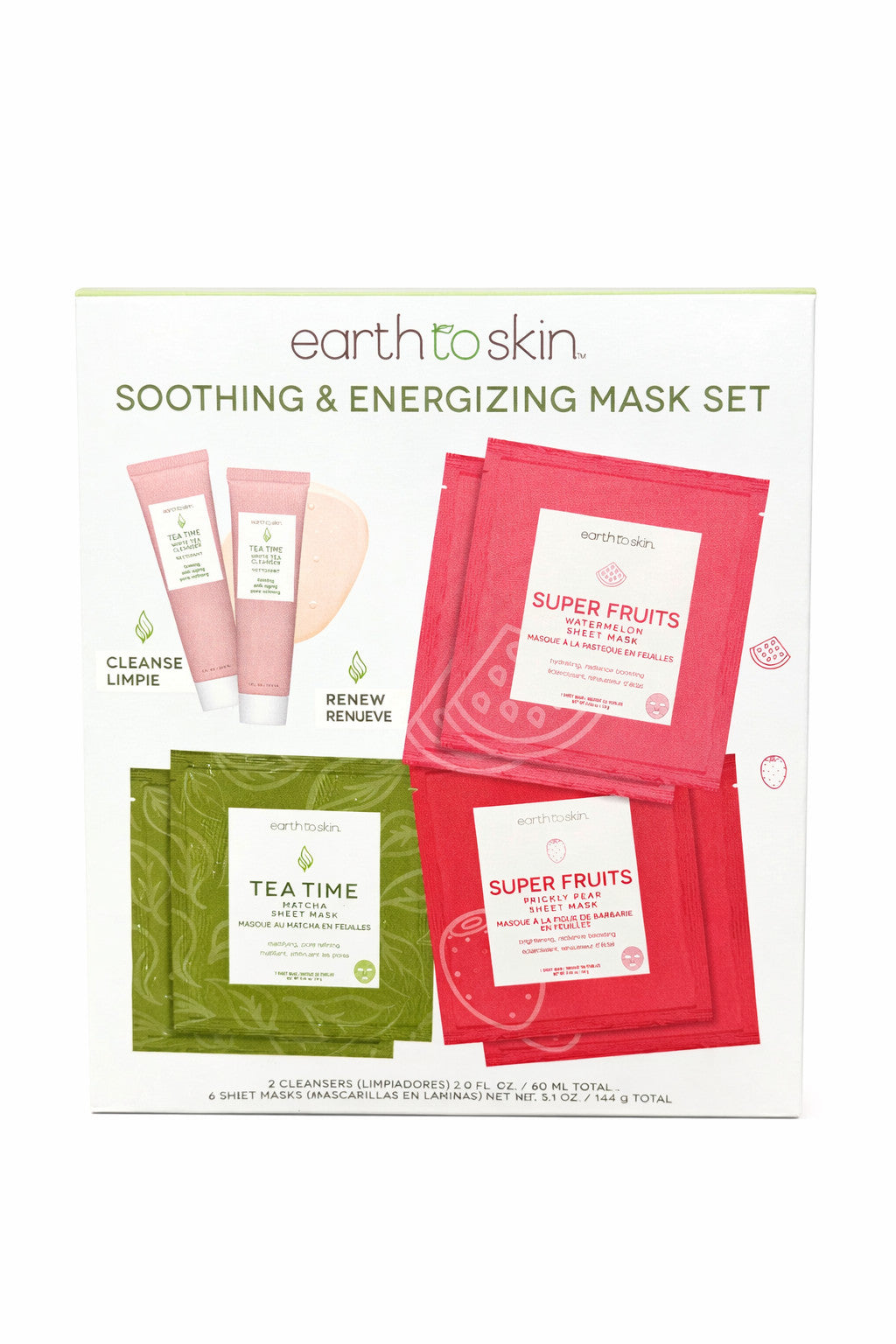 Soothing & Energizing Mask Set – 2 Cleansers + 6 Sheet Masks