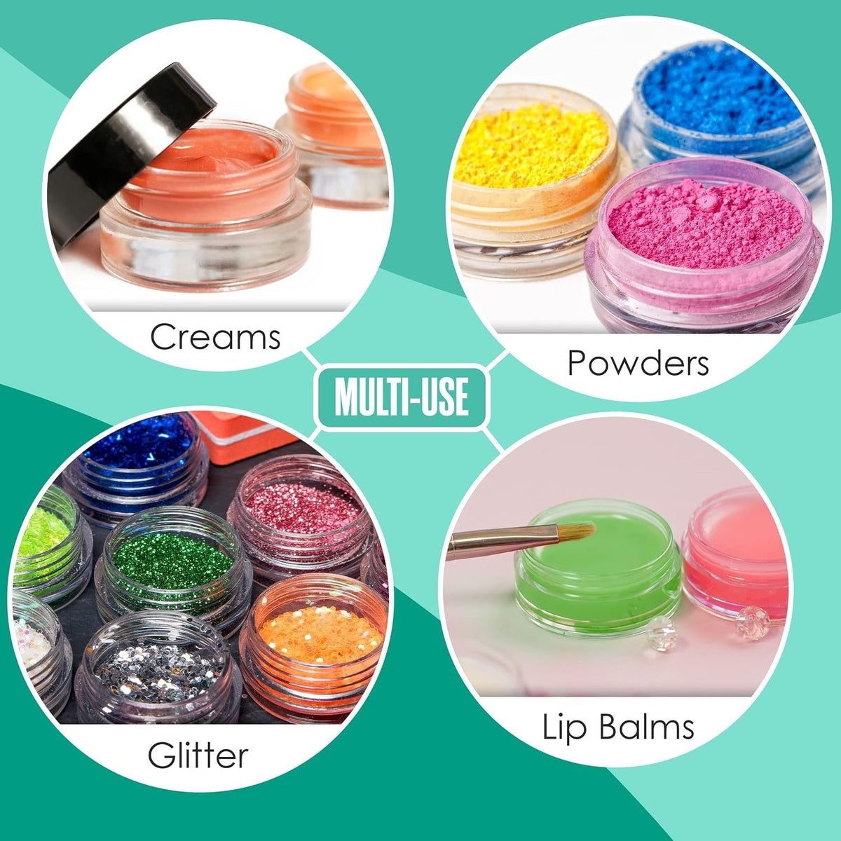 50 Pack Compact Acrylic Jars with Screw Lids for Makeup & Beauty Storage
