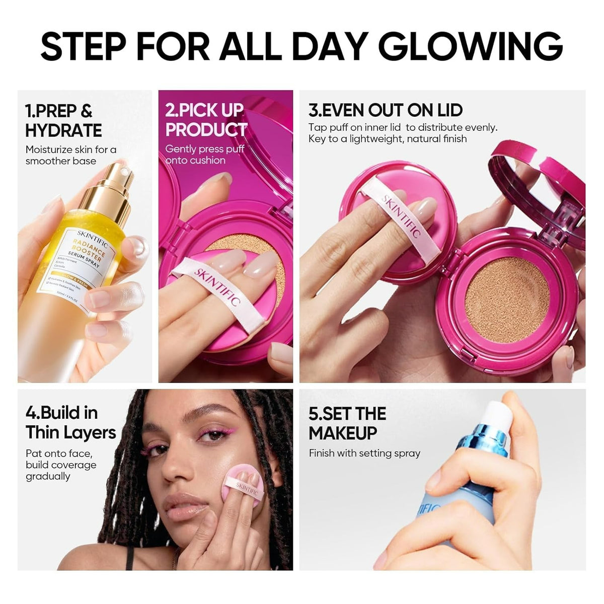 Pink Glow Cushion Foundation Sand 05 - Lightweight Natural Radiant Coverage