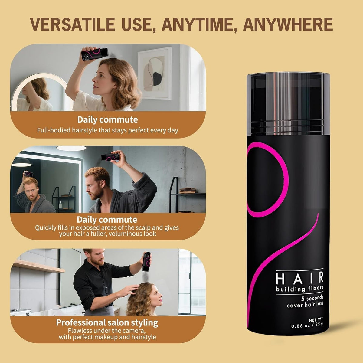 Dark Brown Hair Fibers for Thinning Hair