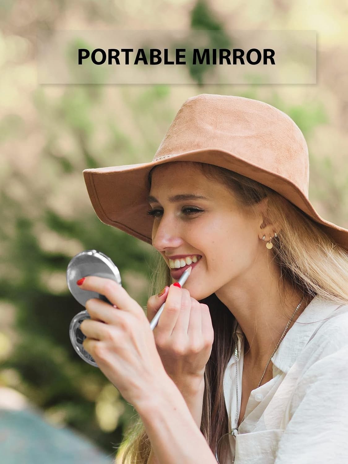 Double-Sided Compact Pocket Mirror with 1X/2X Magnification, Portable & Customizable