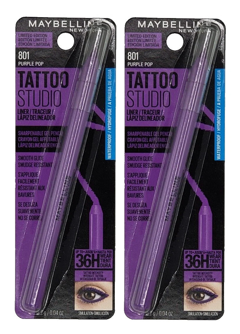 (2 Pack) Waterproof Eyeliner Pencil - Purple Pop, Long-Lasting & Smudge-Resistant