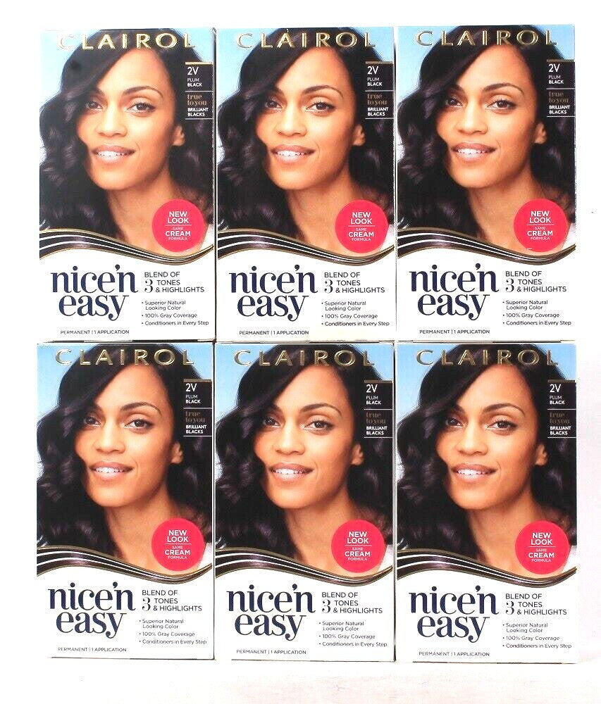 6 Boxes Permanent Hair Color Cream - 2V Plum Black