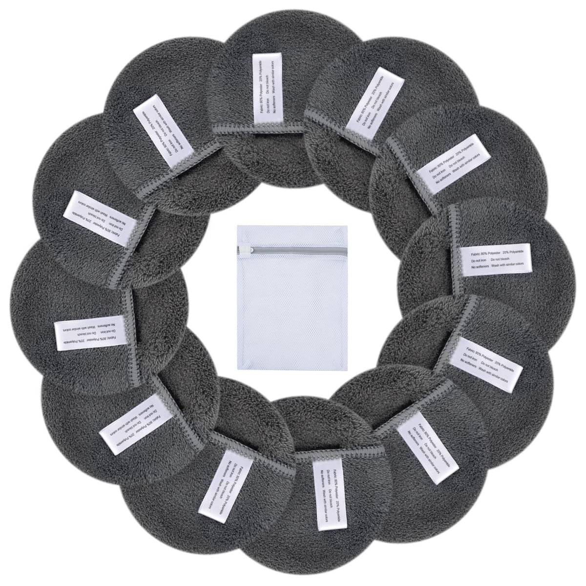 Reusable Makeup Remover Pads (Pack of 6) 4 Inch, Dark Grey