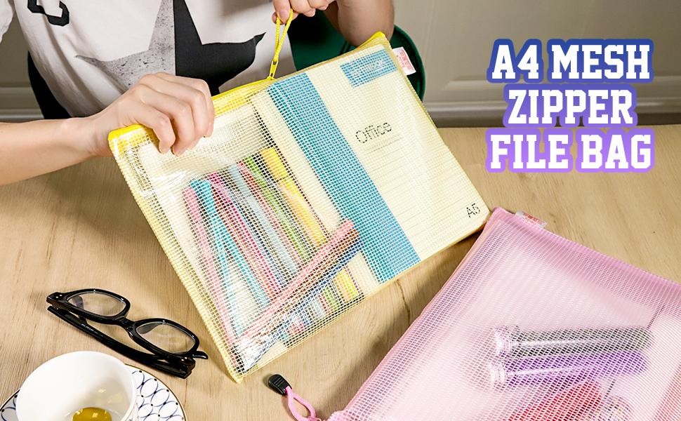 Mesh Zipper Pouch Bags Set of 4 Waterproof Storage Bags 13.2x9.2 inches