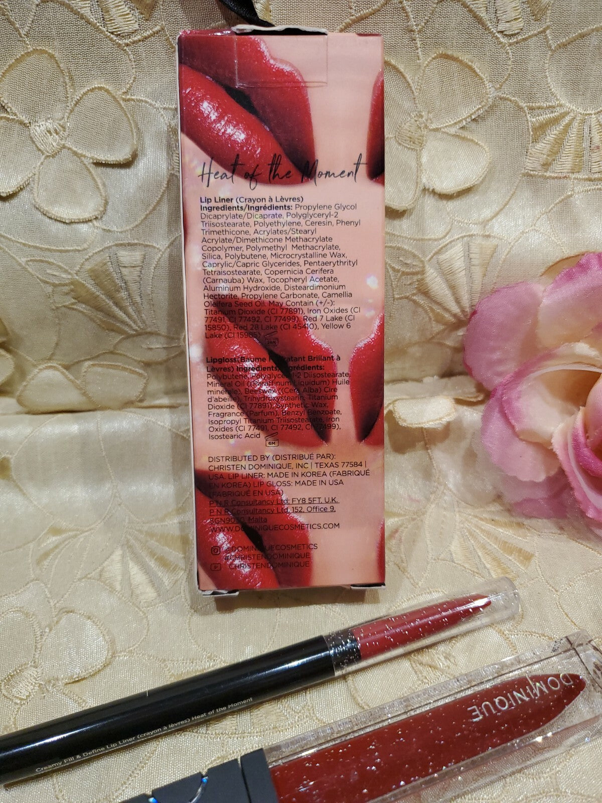 Dominique Holiday Lip Glitz Lip Liner & Hydrating Lip Gloss Set - Fiery Red
