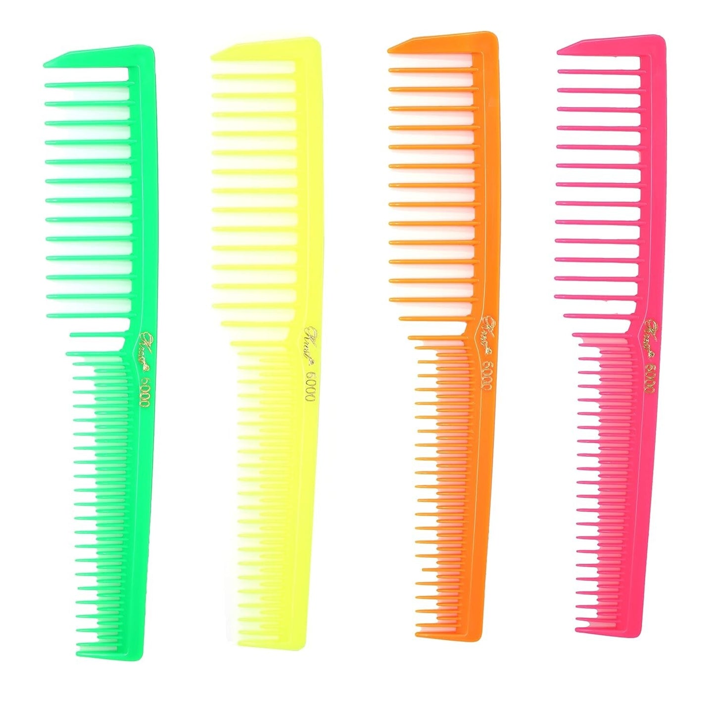 Neon Hair Comb Set - 12 Wide Tooth Teasing Combs for All Hair Types
