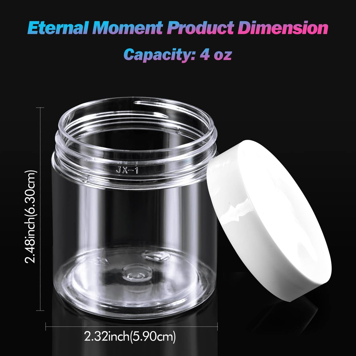 120ml Transparent Plastic Cosmetic Jars with White Twist-Off Lids - Pack of 36