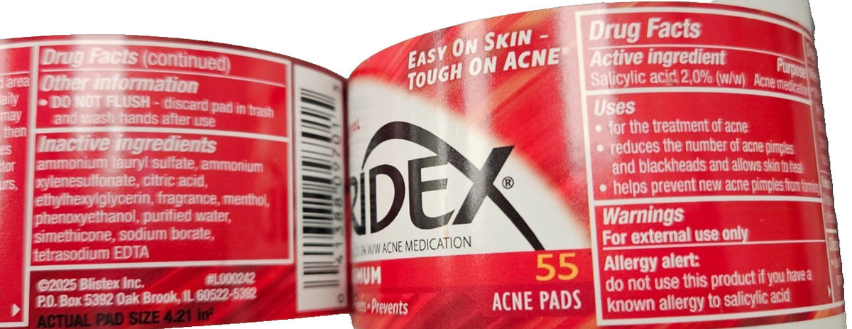Stridex Acne Pads Max Strength 55 Count - Clear Skin Treatment