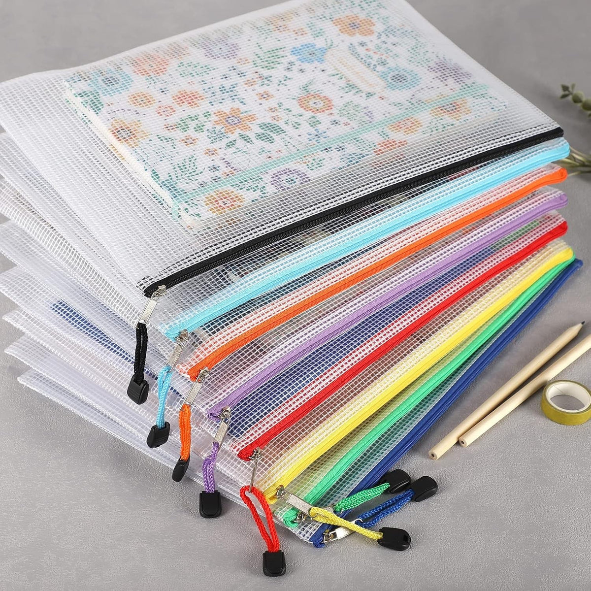 24 Pack Waterproof Zipper Storage Pouches for Documents & Organization