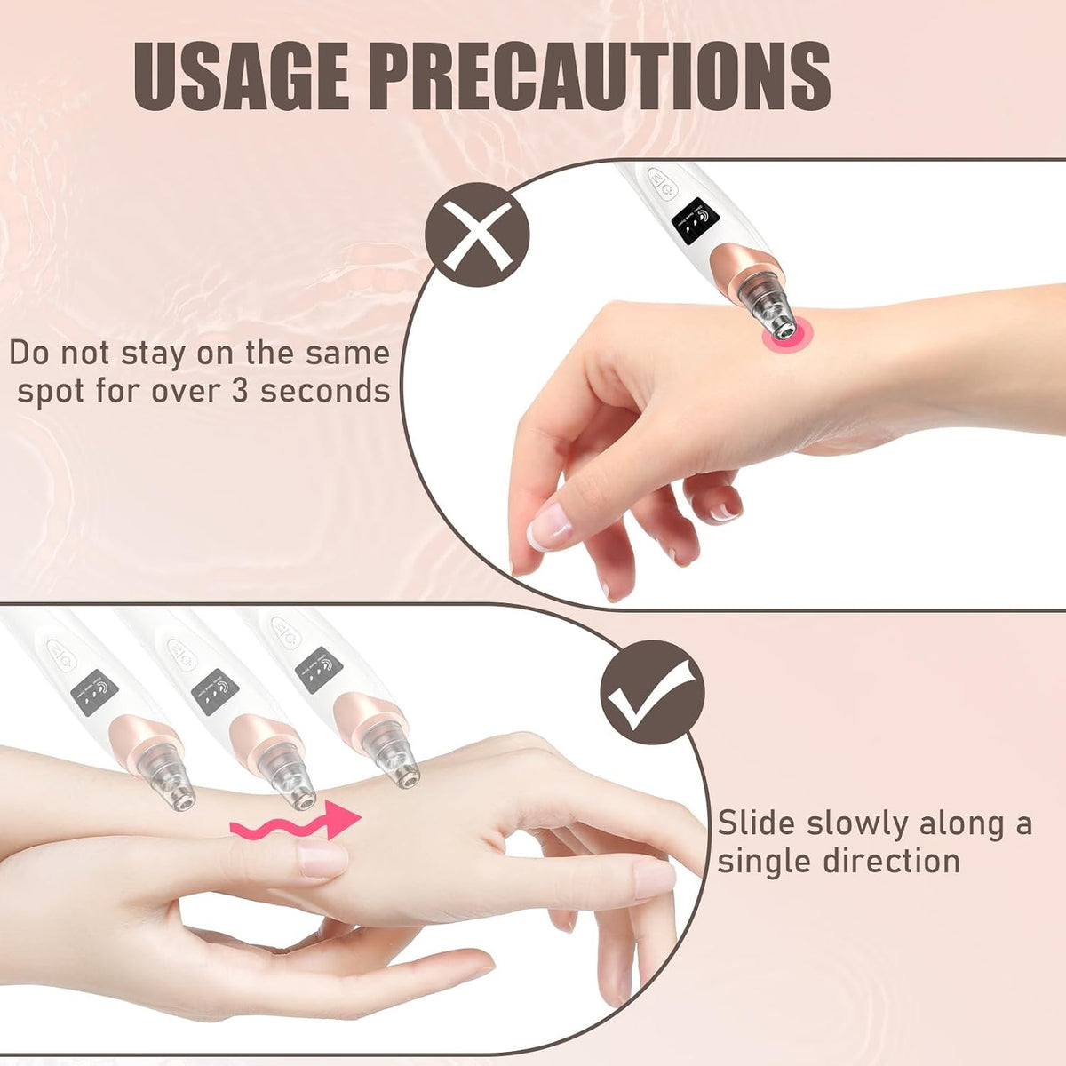 Gold Blackhead Remover Pore Vacuum Cleaner with 5 Suction Power Probes - Facial Skin Care Device