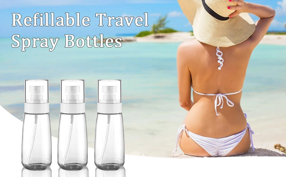 3 Pack Fine Mist Spray Bottles 3.4oz/100ml TSA Travel Refillable Cosmetic Bottles