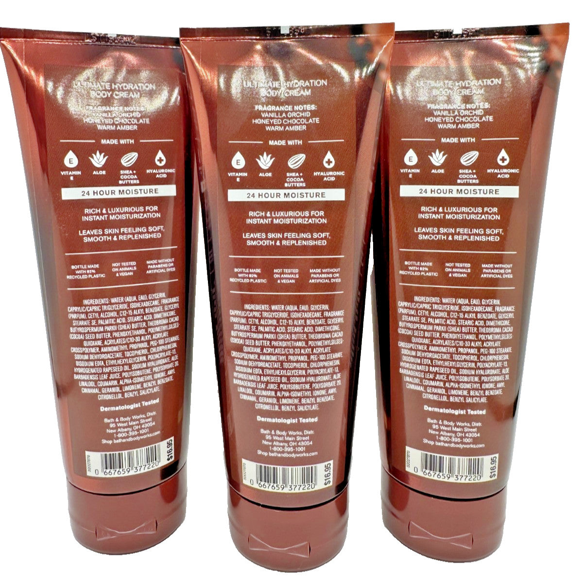 Chocolate Amber Body Cream Lotion 8 oz - Set of 3
