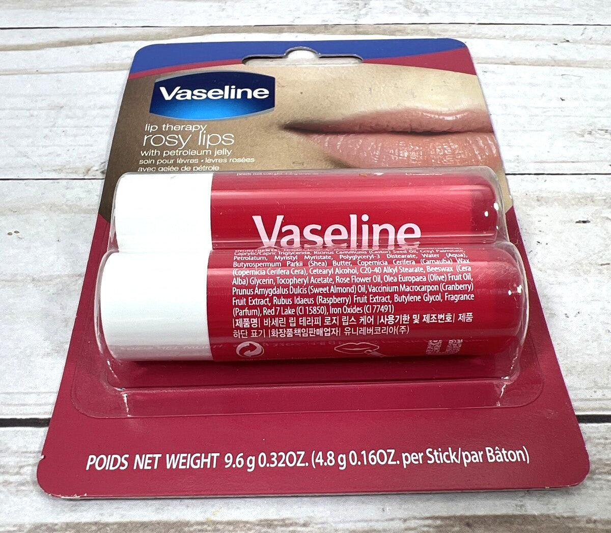 Vaseline Rosy Lips Lip Therapy Sticks Twin Pack - Tinted Lip Balm with Petroleum Jelly